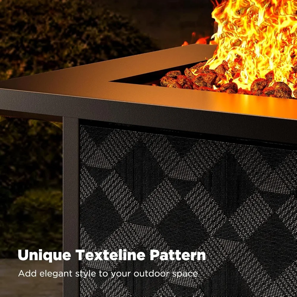 طاولة حفرة نار من البروبان المعتمد من CSA مقاس 32 بوصة مع وحدة حرارية بريطانية 50000 وحدة حرارية بريطانية للاستخدام في الفناء الخارجي، بما في ذلك غطاء قابل للإزالة #6