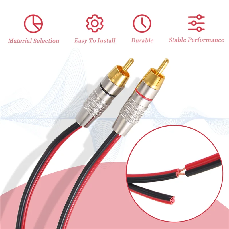 Kabel Speaker AED6 Ke Adaptor Colokan RCA, 2 Saluran (1 Kaki)