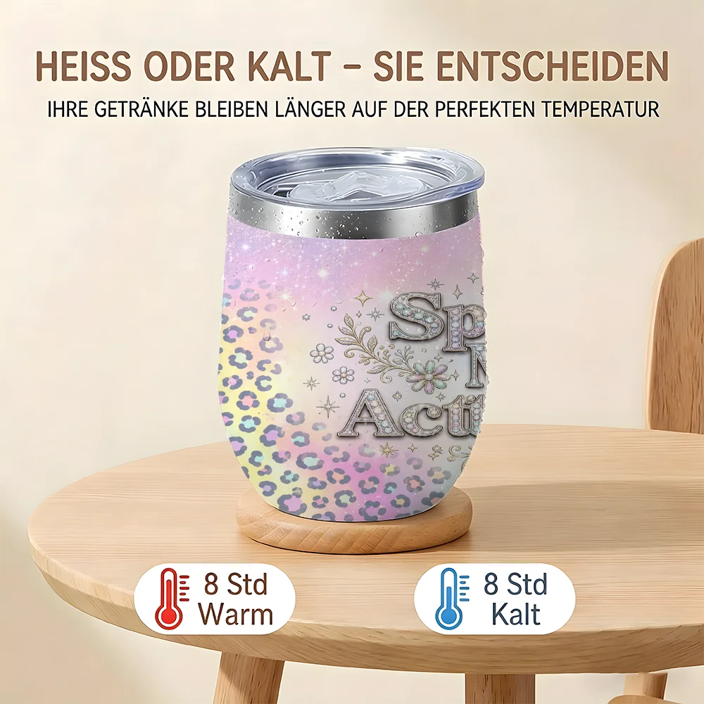 Brick and Stone Leopard Print Vacuum Flasks 12oz Stainless Steel Double Wall Travel Mug with Lid Portable Hot Cold Drink Cup