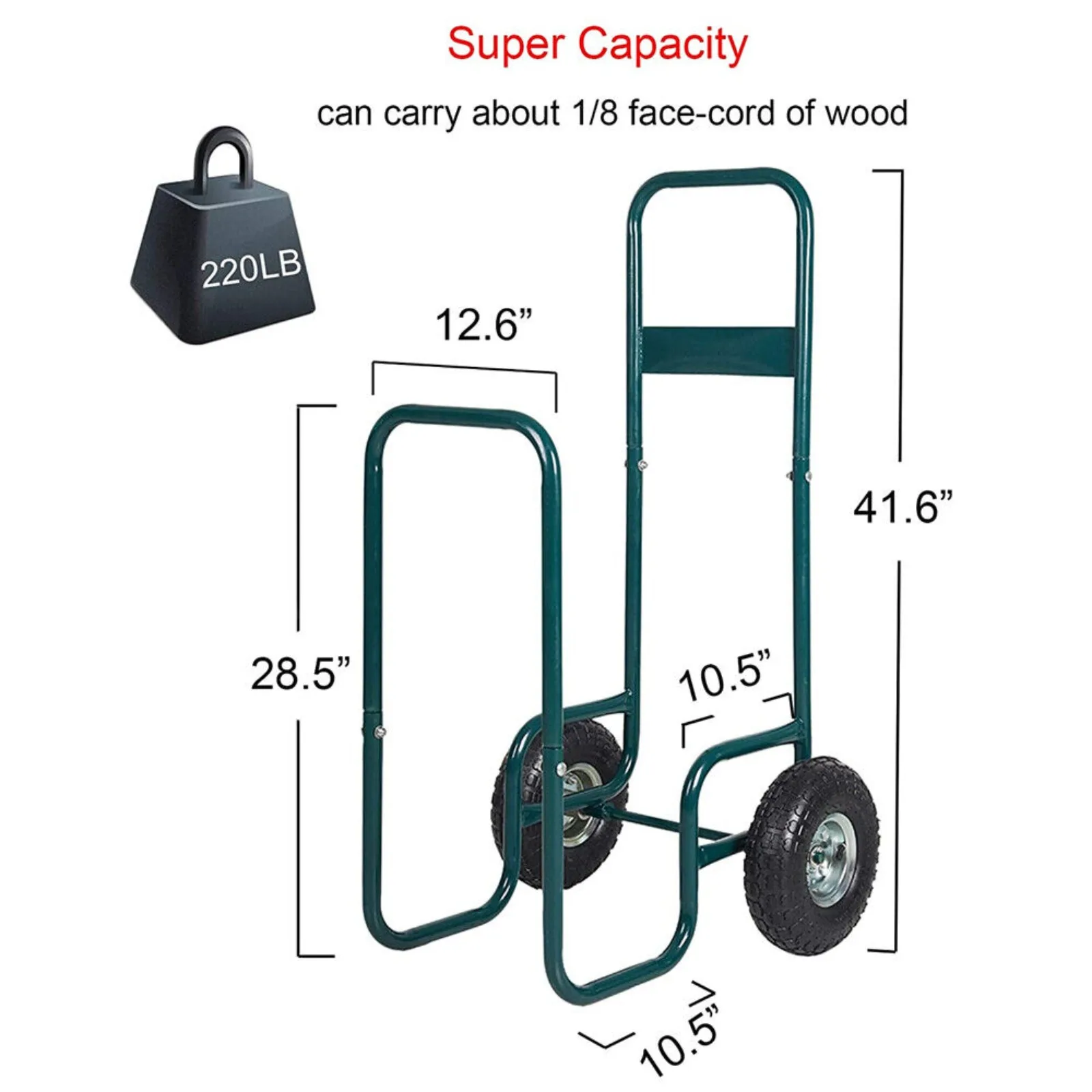 US Steel Firewood Log Cart Carrier Wood Rack Dolly Storage Mover Holder