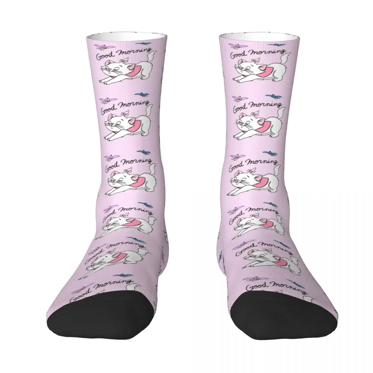 Happy Funny Male Men Socks Marie Aristocats Good Morning Cat Sock Polyester Skateboard Women Socks Spring Summer Winter