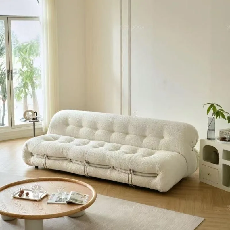 Wabi Sansan Nordic steel tooth sofa Internet celebrity living room hippo light luxury high-end lazy sofa designer fabric sofa