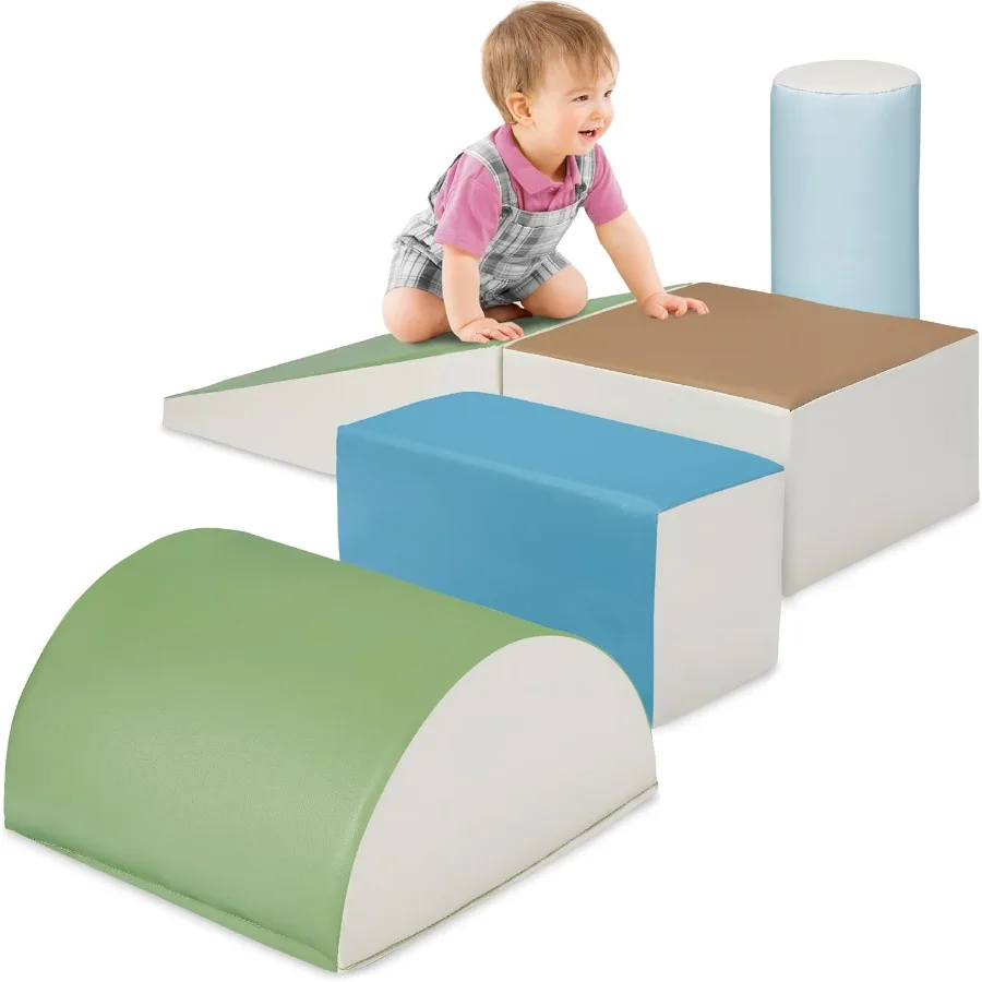 

Best Choice Products 5-Piece Climb Crawl Soft Foam Block Activity Play Structures for Child Development Color Coordination Moto