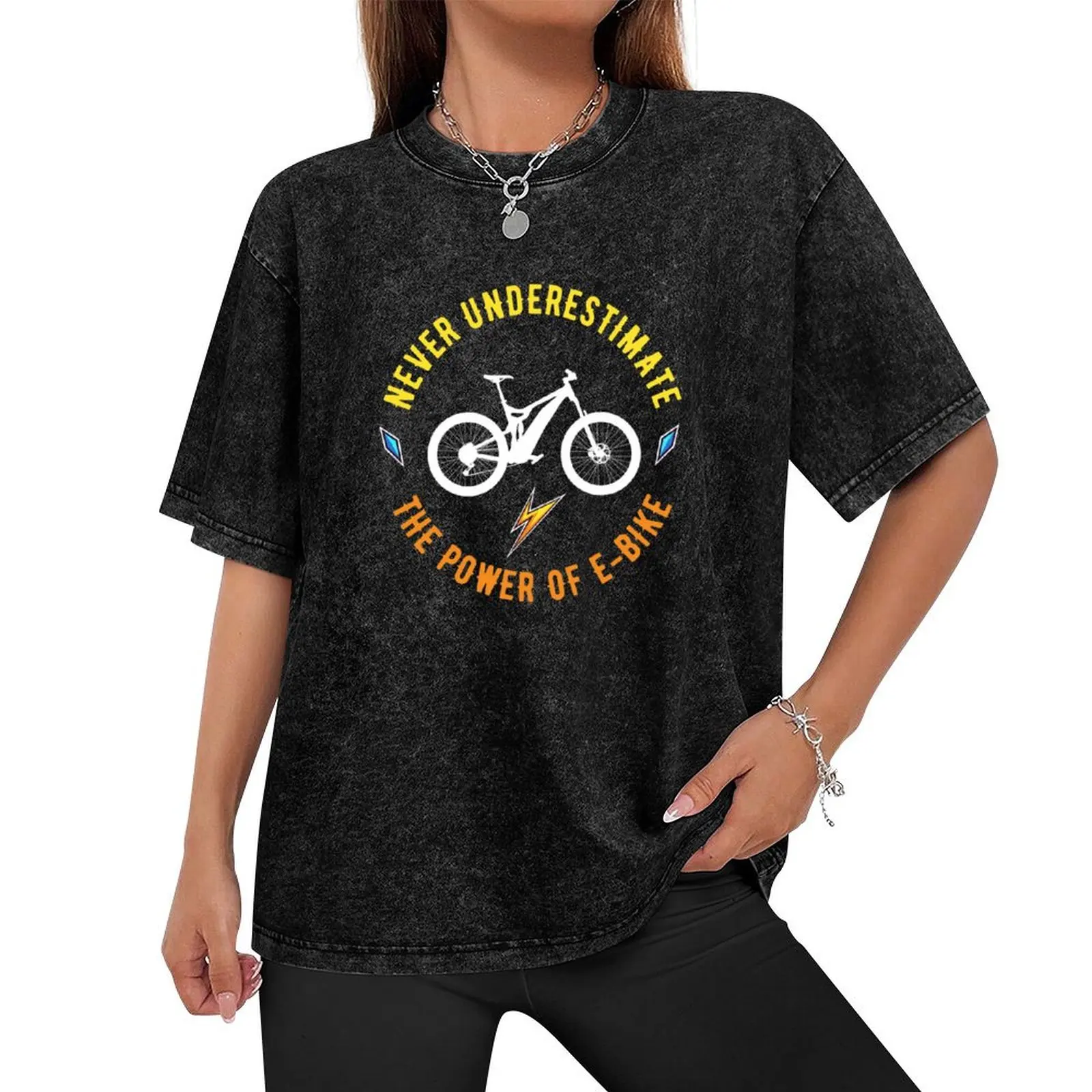 Never Underestimate the Power of E-Bike eBike T-Shirt customs design your own funny gifts clothing for men