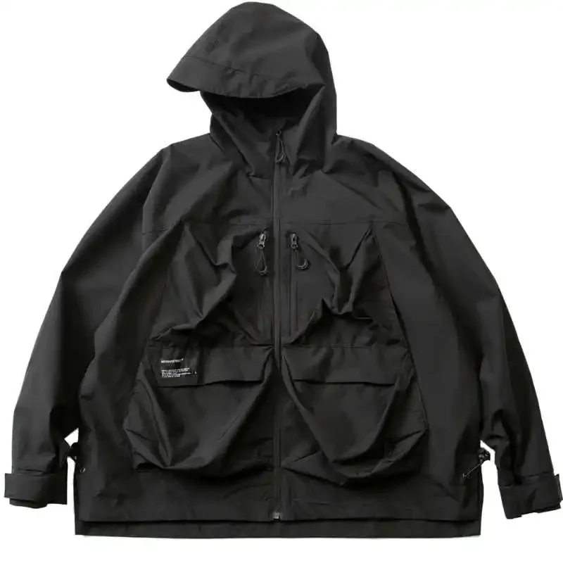 Personalized High-quality Multi Pocket Hooded Jacket with Loose Fit Waterproof and Windproof Coat for Men New Arrival
