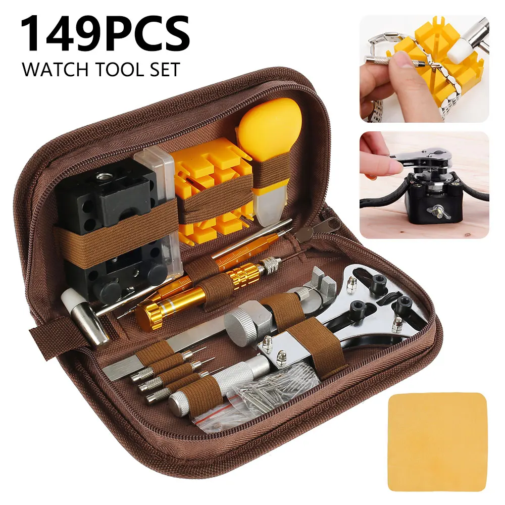 

149Pcs Watch Repair Tool Kit Watch Battery Replacement Tool Watchband Link Remover Spring Bar Tool with Carrying Bag User Manual