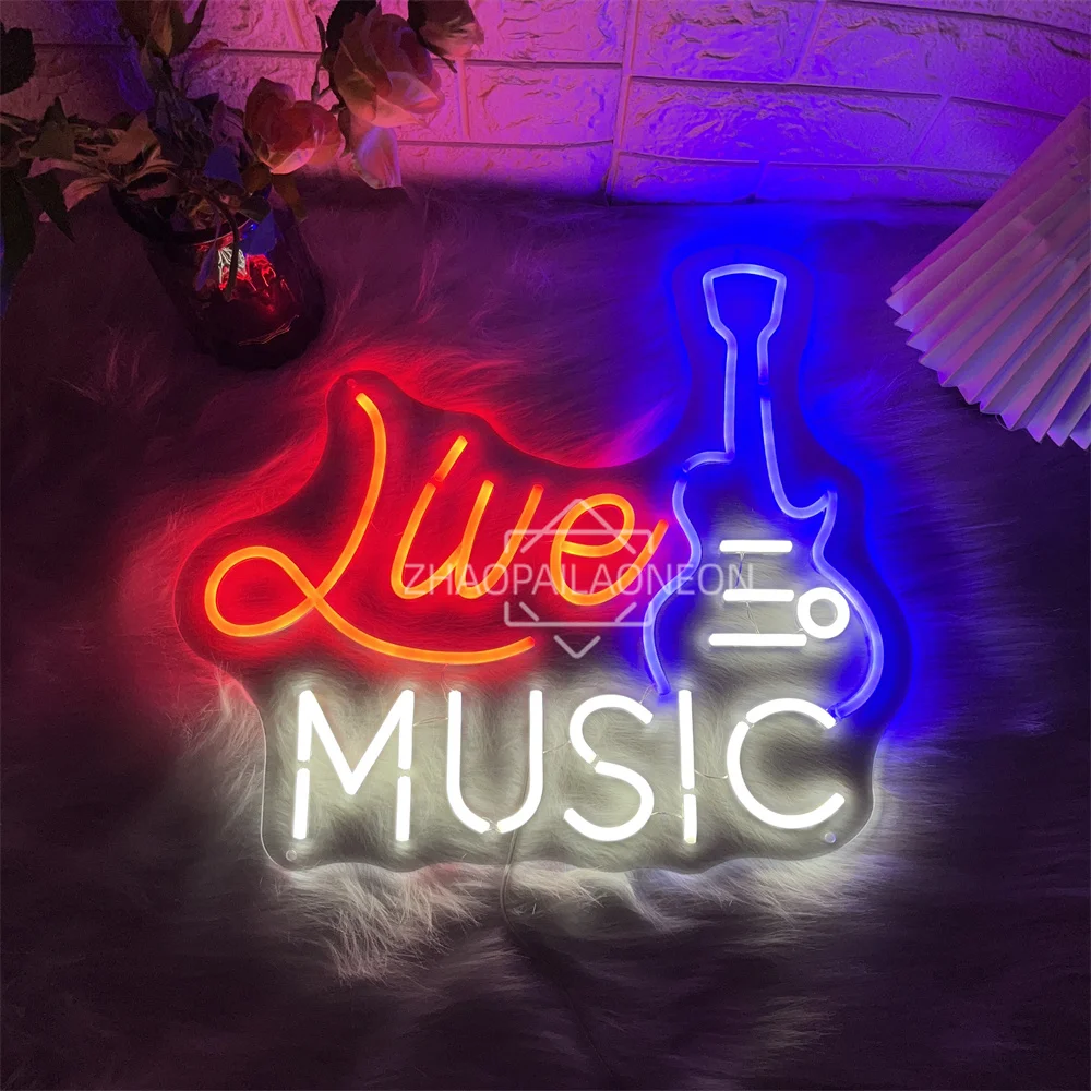 Live Music Neon Sign Home Art Party Music Room Decoration  Game Room Led Neon Lights USB Party Bar Club Room Wall Decor Signs