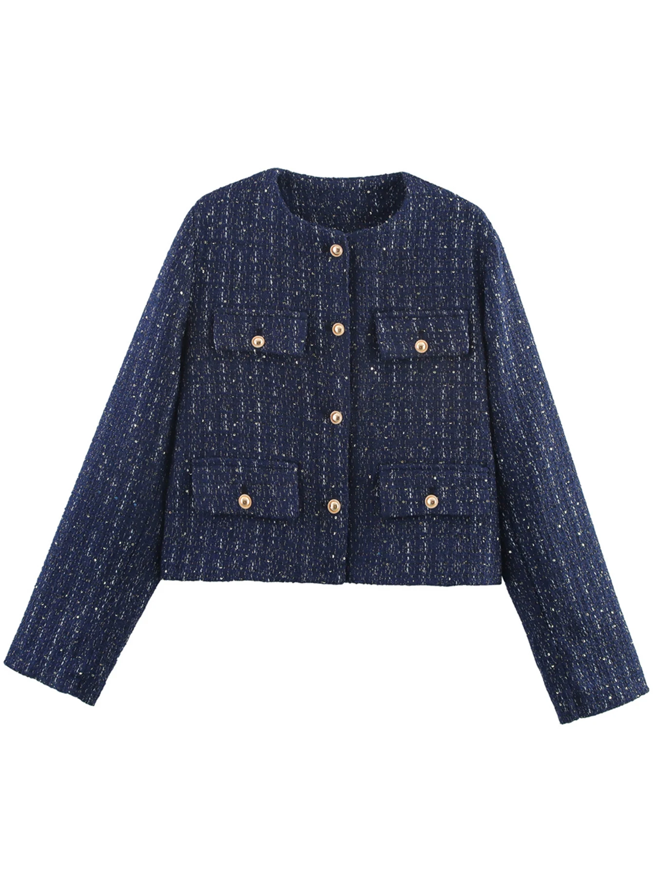 

Women's Winter Fashion Coat Casual Comfortable Street Daily Long Sleeve round Neck Stripes Jacket