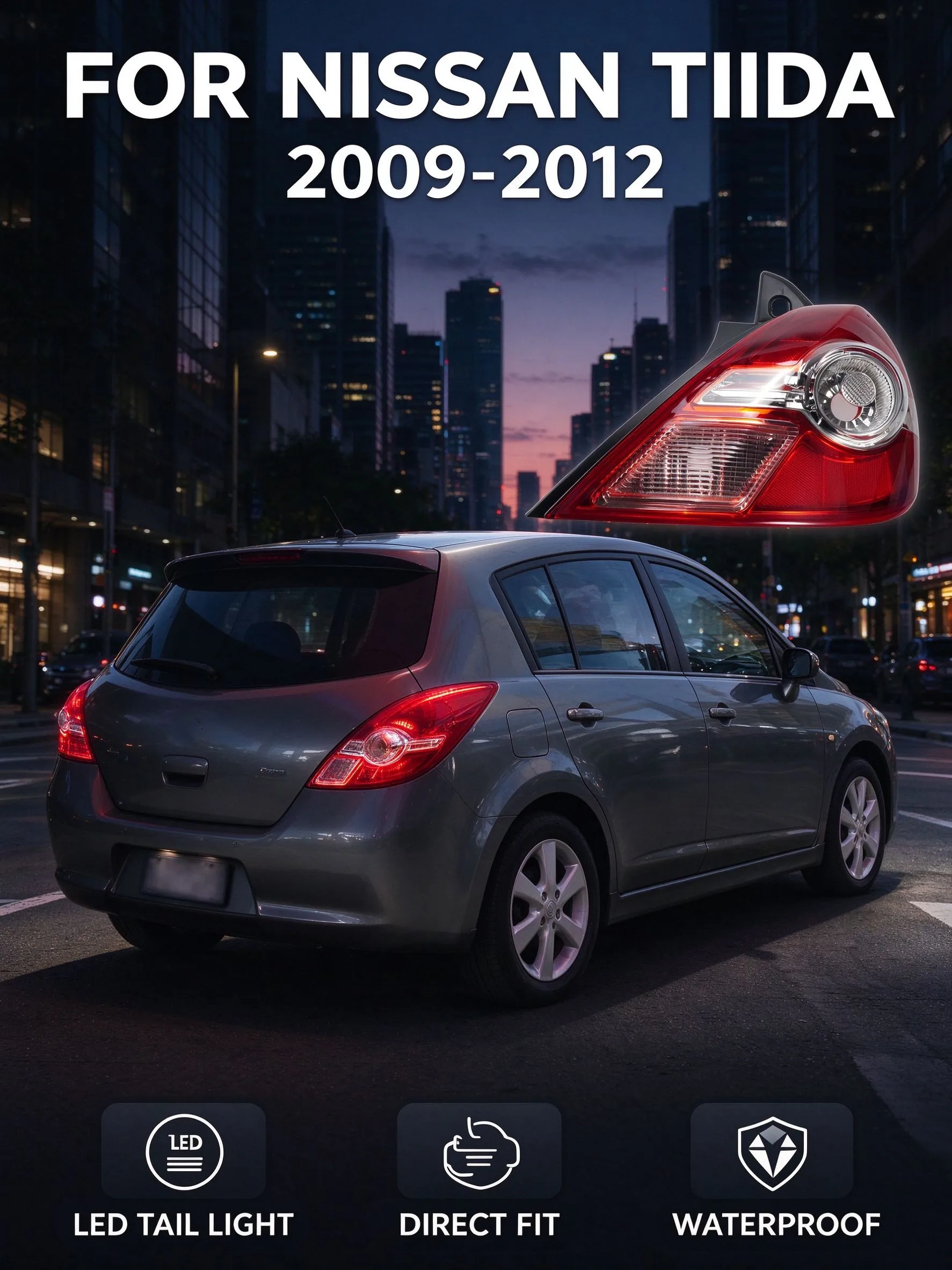日産ティーダ-2009-2012年式用、左右のリアテールライトアセンブリ、自動車用交換部品