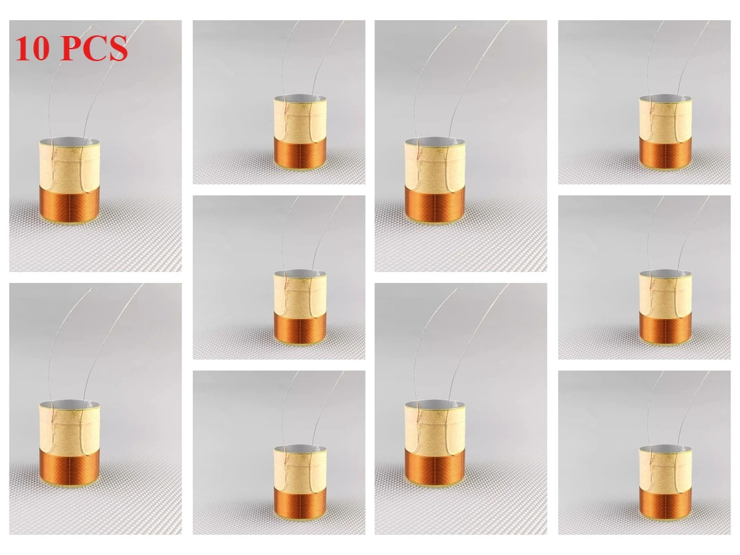 

10 шт. 25,5 мм звуковая катушка для басового динамика, 8 Ом, круглая, медная, белая, алюминиевая, для аксессуаров для громкоговорителей, DIY