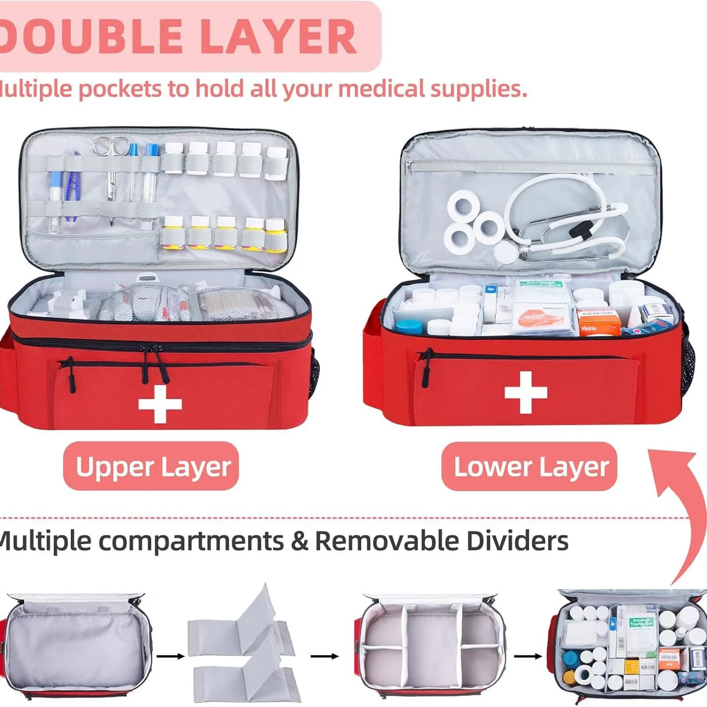 Travel Medicine Bag First Aid Kit Storage Bag Medicine Storage Box Pill Bottle Storage Bags Home Travel Organization