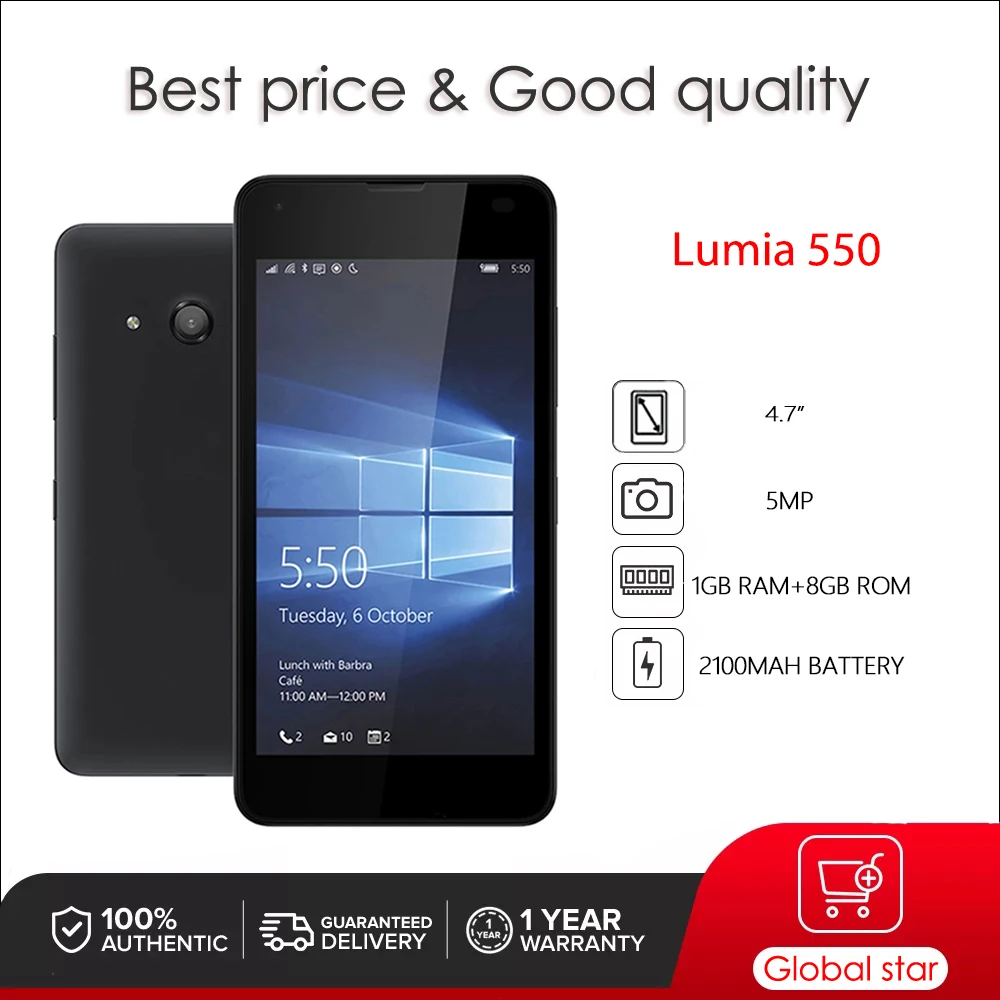 Original Unlocked Lumia 550 5MP 4.7\