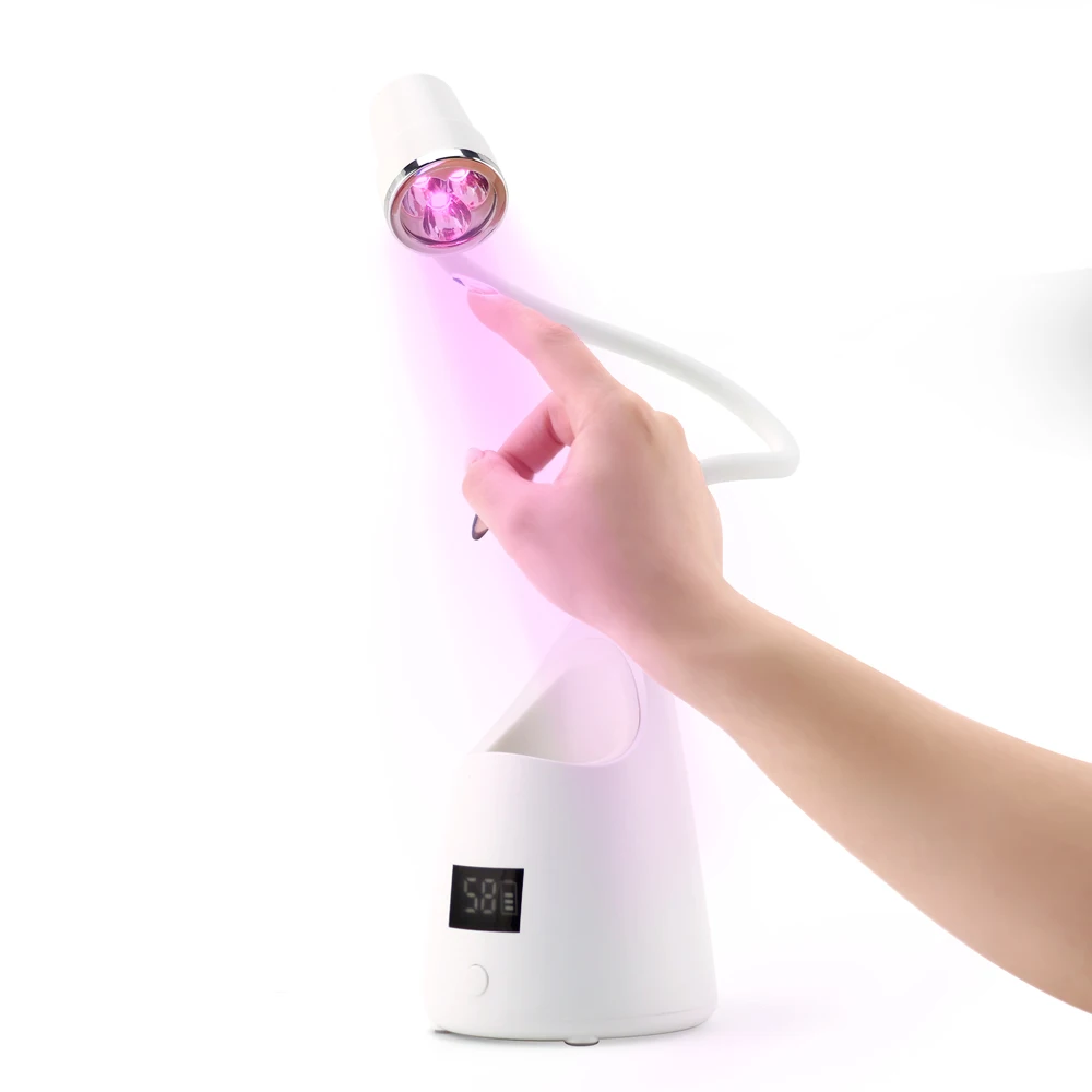 Pink Light 18W Touch Sensor Storage Box Rechargeable UV LED Mini Nail Lamp with LCD Screen for Extension Nail Tips