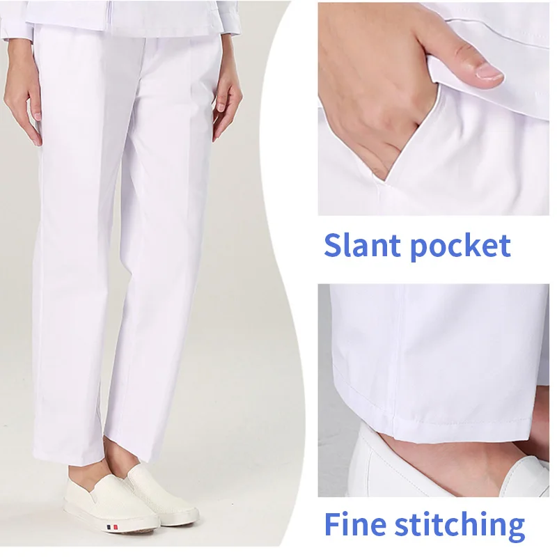 Pantaloni per scrub in puro colore accessori per infermiere pantaloni chirurgici da laboratorio pantaloni da lavoro Unisex per medico e infermiere pantaloni da medico