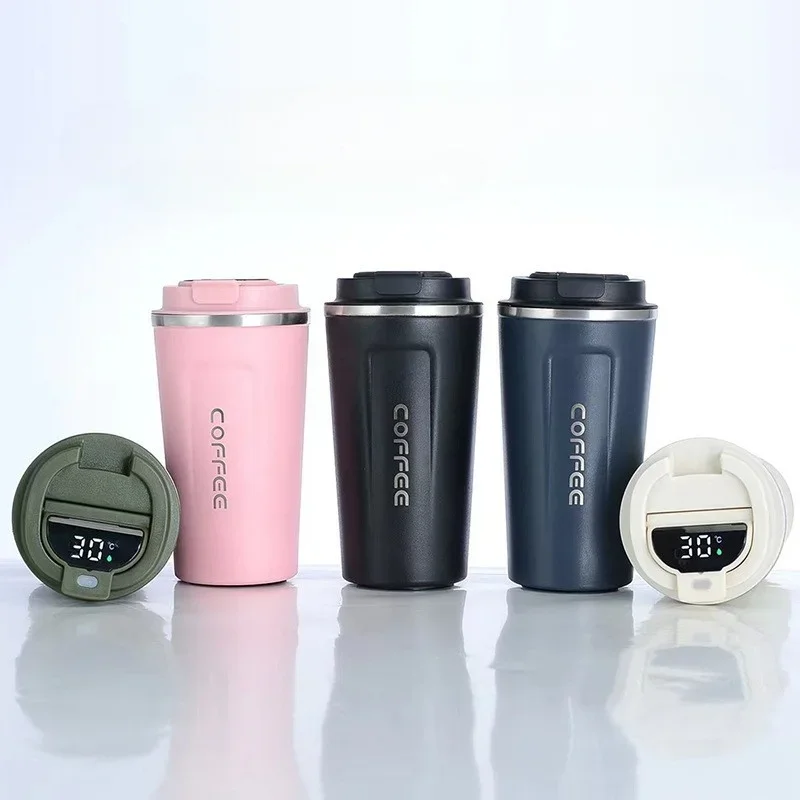 30Ml 510ml stainless steel portable coffee thermos cup with temperature display, suitable for home, outdoor and car