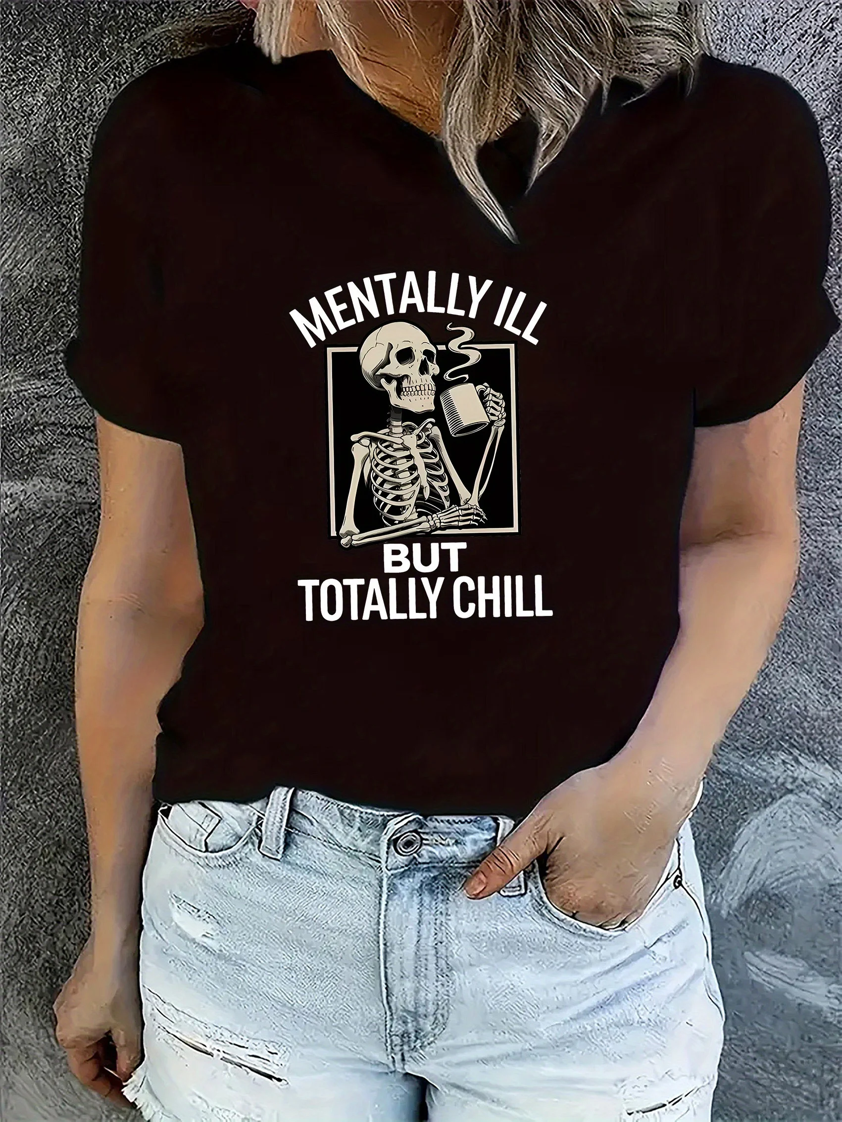 

Мужские и женские футболки из чистого хлопка с графическим принтом черепа, лето, осень-зима, с короткими рукавами, роскошный бренд для занятий спортом на открытом воздухе