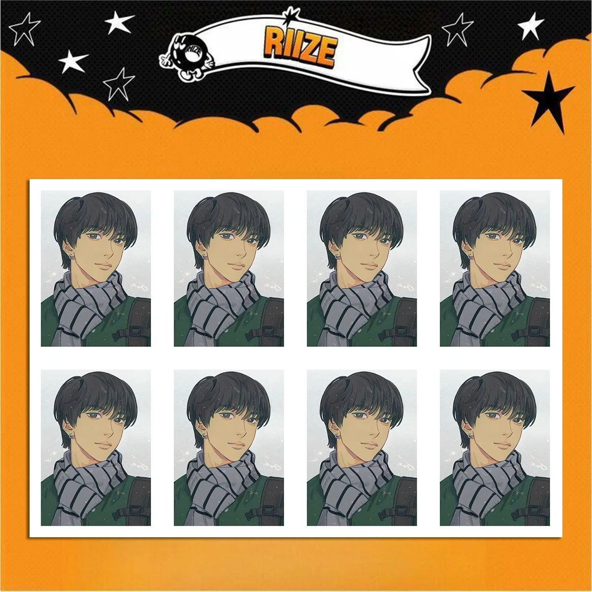 1PC Kpop RIIZE Manga On Inch ID Photo Cards Shotaro Sohee Eunseok Wonbin Anton Sungchan Cute Resume Passport Picture Fans Gifts