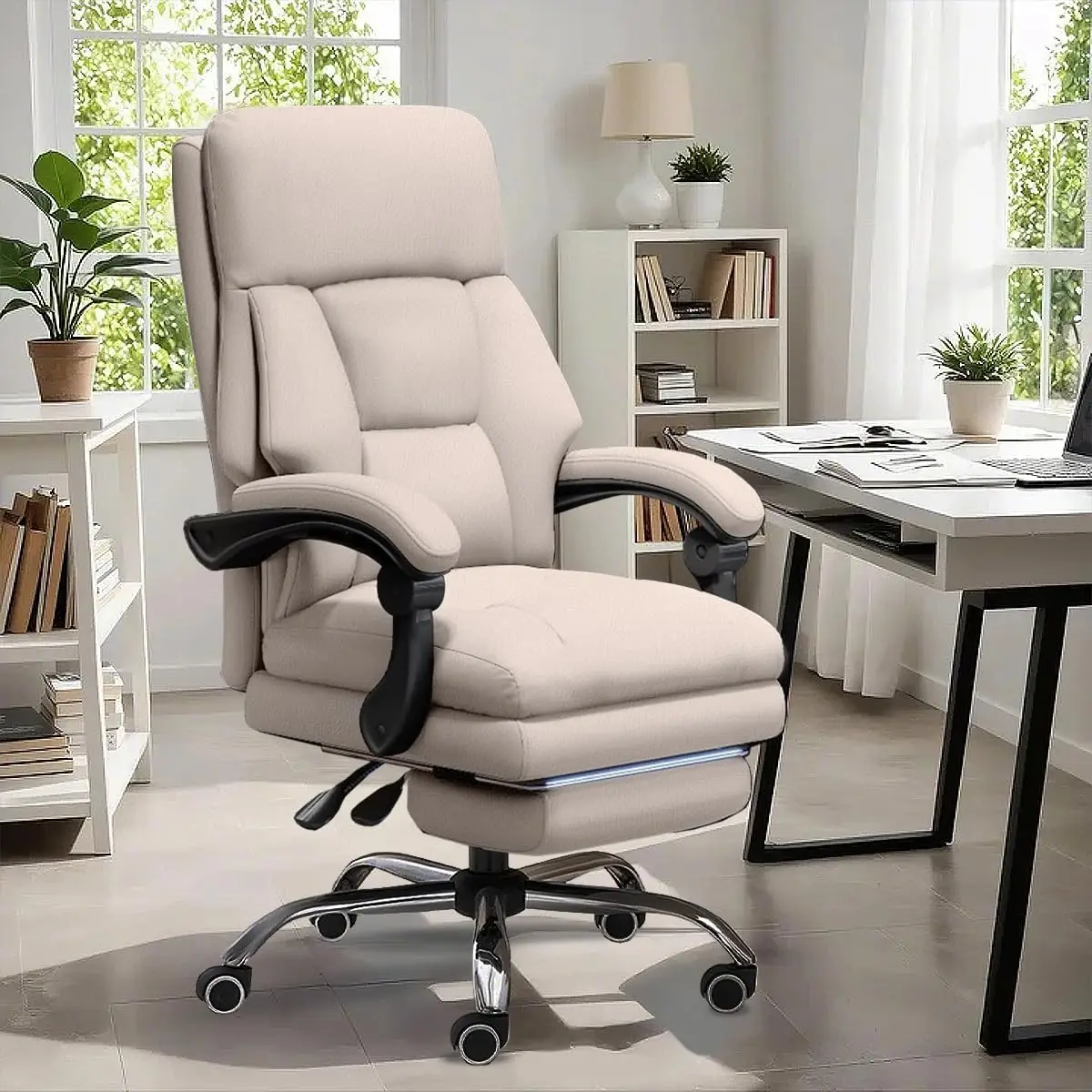 

Office Chair Executive Desk Chair with Foot Rest High Back Computer Gaming Chair Rolling Work Swivel Chairs