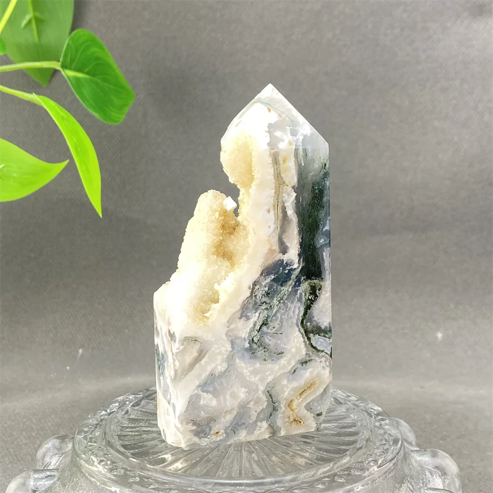 

Natural crystal aquatic agate rainbow geode tower hand polished healing wand feng shui ornaments home decoration