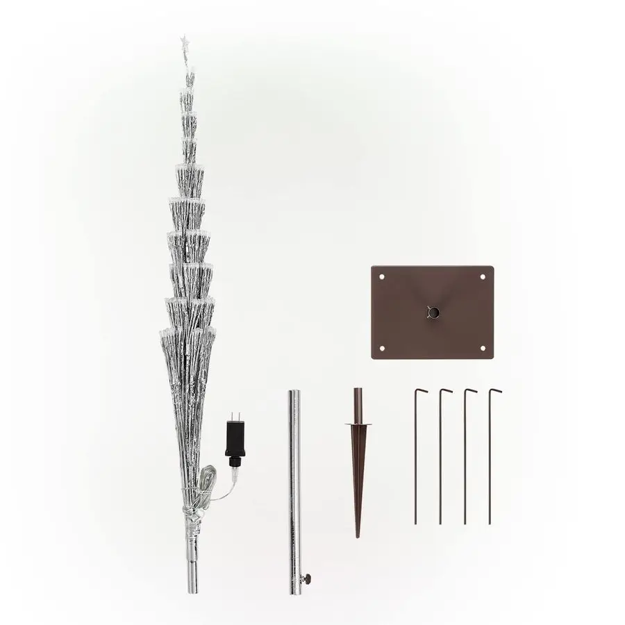 

53 Tall Artificial Christmas Tree with 380 Warm White LED Lights, Indoor Outdoor Holiday Decoration with Flashing Lights for Por