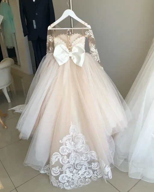 Vestido de renda branca com bordados florais para meninas, vestidos sexy sem costas, festa de casamento, vestido de baile formal, crianças