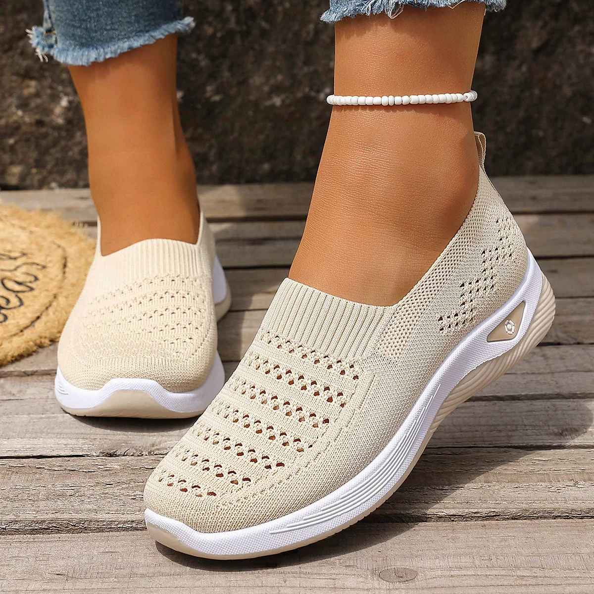 Women's Knit Sneakers Breathable Lightweight Spring Summer Casual Shoes Non-slip Outdoor Daily Commute Walking Sneakers image 2