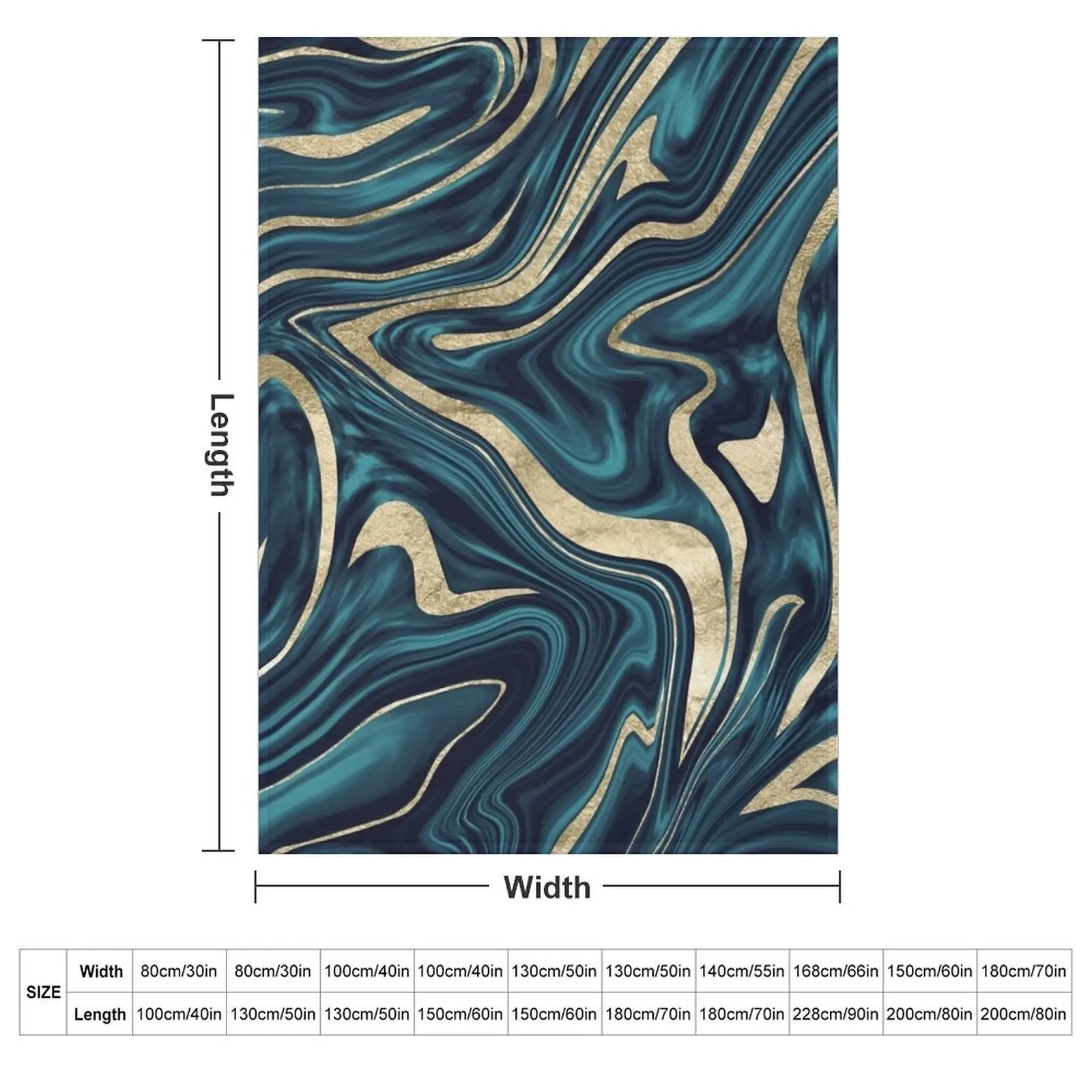 Teal Navy Blue Gold Marble #1 #decor #art Throw Blanket Shaggy Single Soft Plush Plaid Sofa Throw Blankets For Bed Blankets