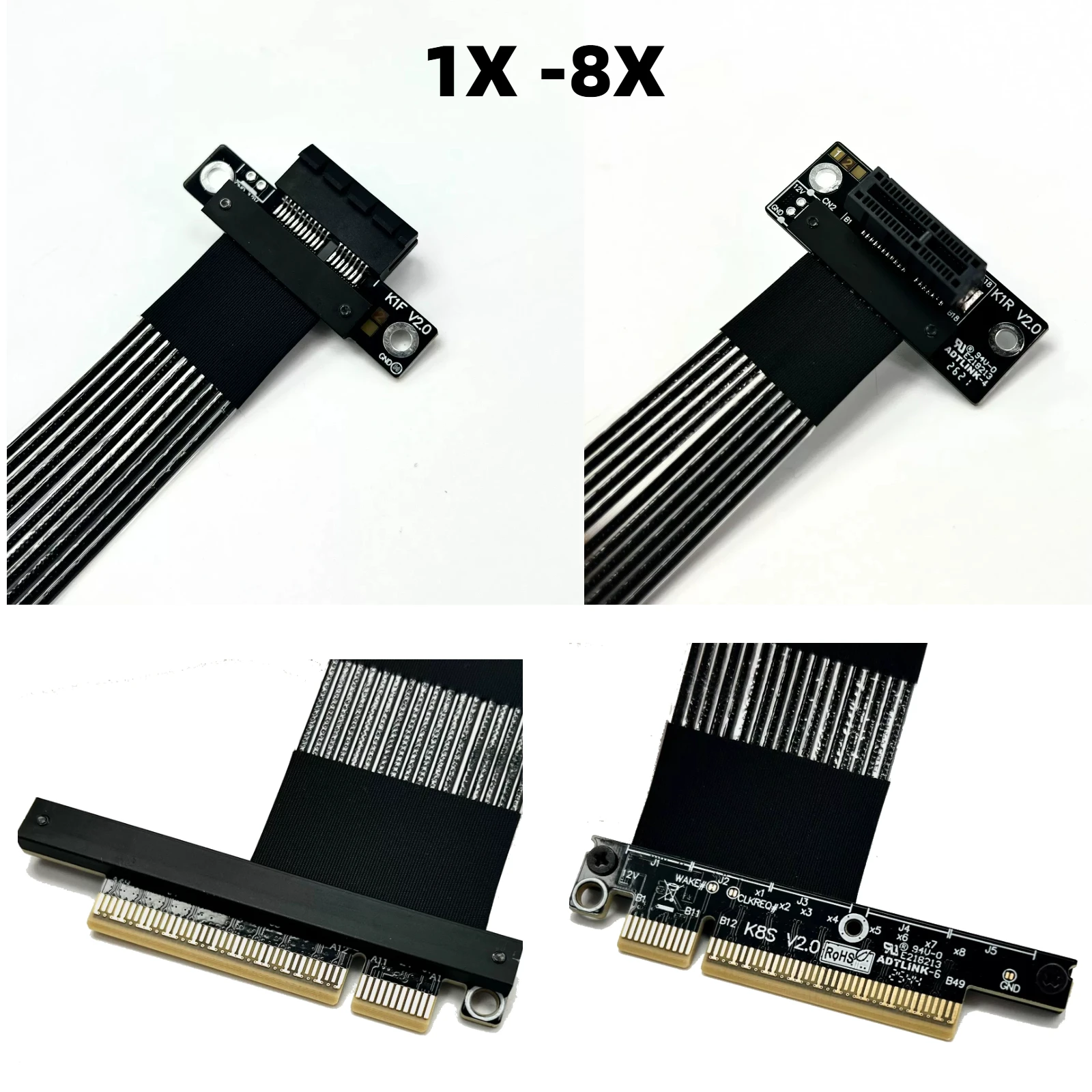 Brand New 5.0 PCIe x8 to x1 Extension Cable Ultra-Thin PCI Express 8X Male To 1X Female Riser Gen5.0 for Network Card, Hard Disk