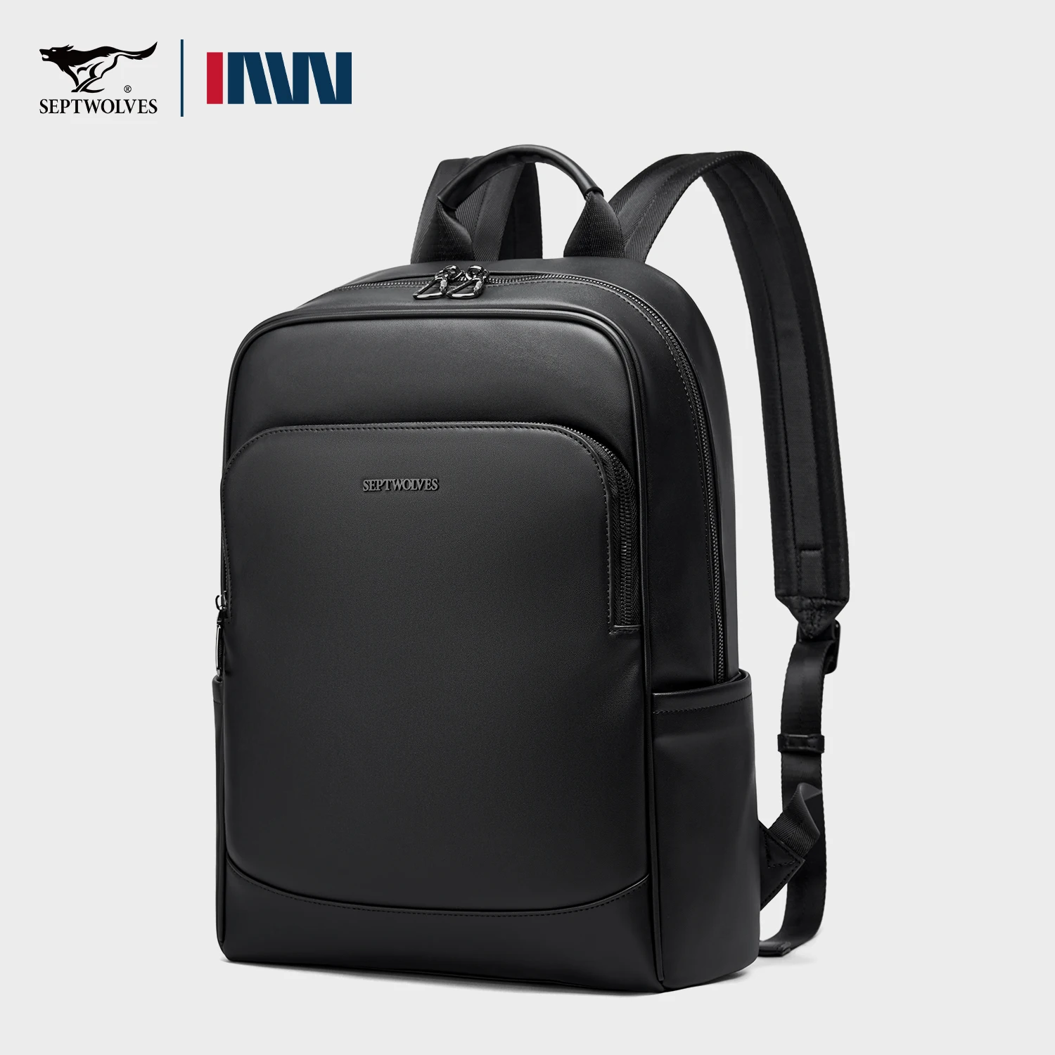 Septwolves Leather 15 Inch Laptop Backpack Large Travel Men Backpack Stylish Business Male Computer Bag Portable With Key Chain