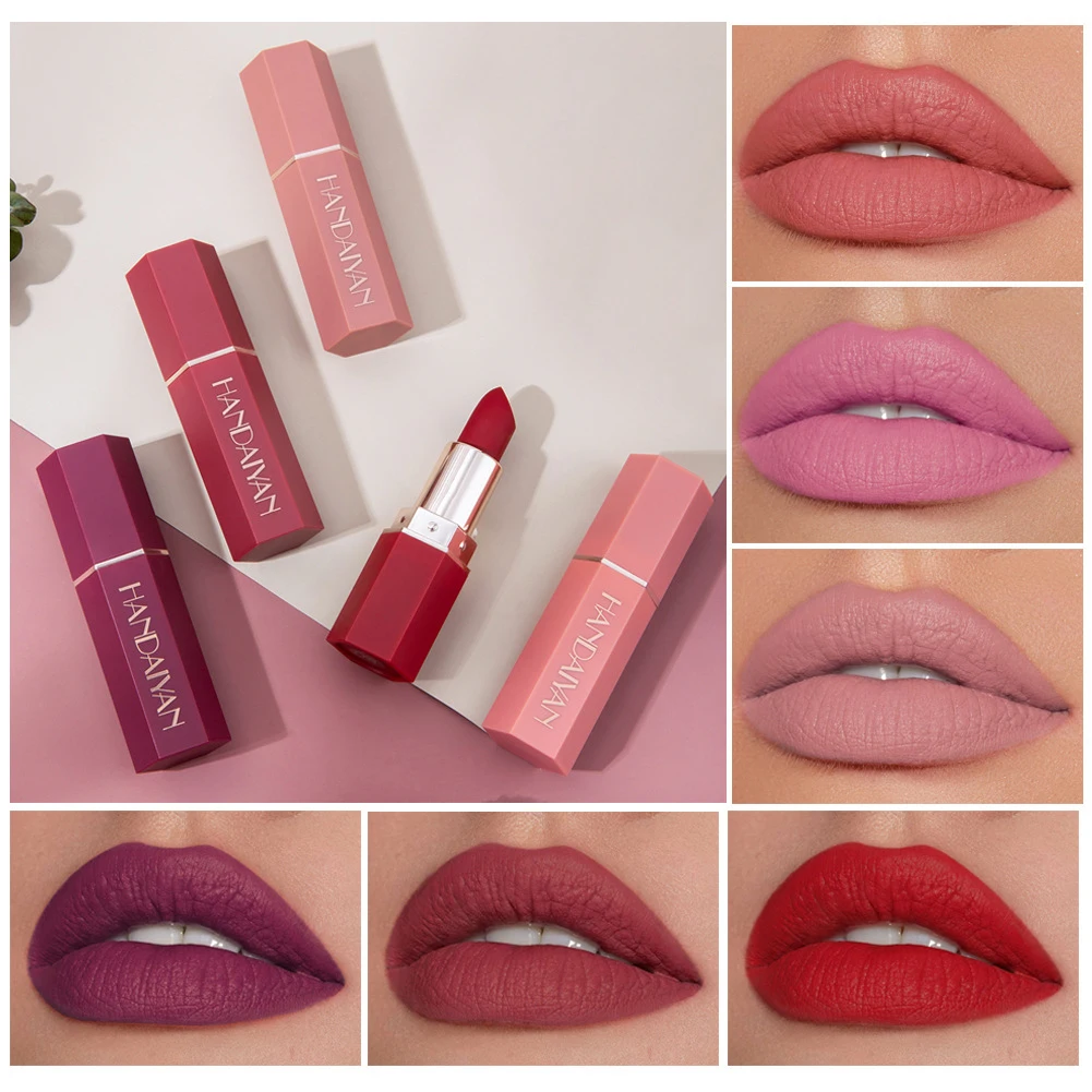 Matte Lipstick Pencil Alcohol-free 6 Colors Silky Velvet Lip Stick Nude Pink Red Lip Blam Lipstick Pen for Women Lipstick Gifts