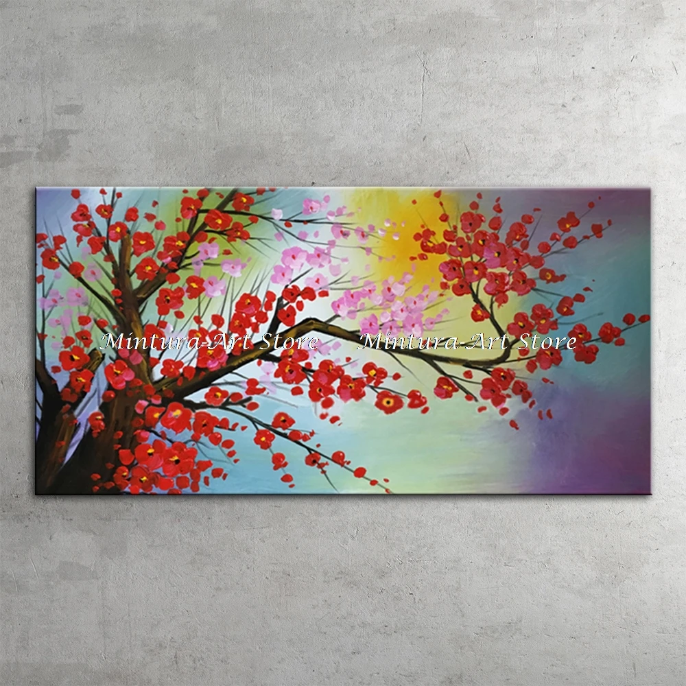 Modern Wall Decoration Hand Painted Plum Blossom Oil Paintings On Canvas,Pop Art Pictures For Living Room Home Office Decoration