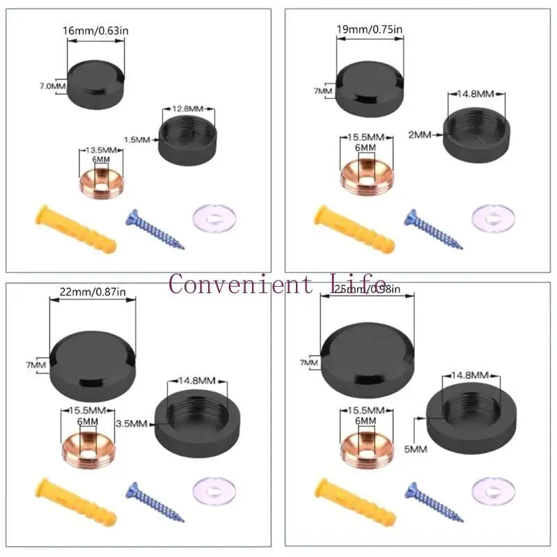L1EE 4 قطع مرآة تثبيت المسامير قبعات زخرفية مسطحة لوحات تزيين الأظافر #6