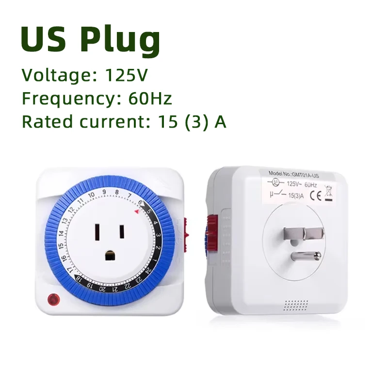 EU/US 24 ชั่วโมง Timer Switch Timer Plug in Mechanical Grounded โปรแกรมสมาร์ทนับถอยหลัง Loop สวิตช์ซ็อกเก็ตปิดอัตโนมัติ