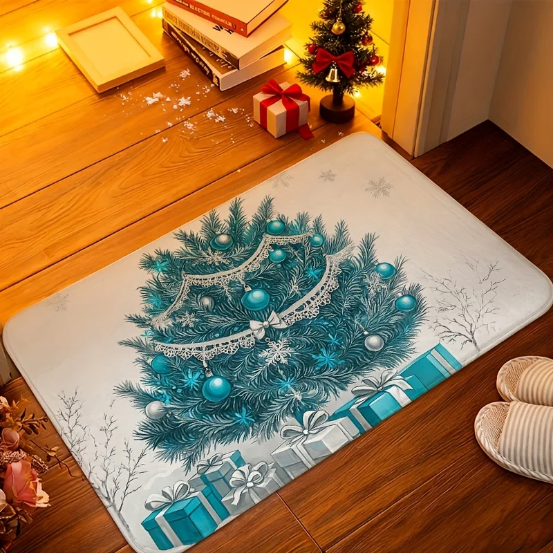 Red Bauble Holly print door mat hallway indoor entry dining room Entry Door Rug Daily use Christmas Gift