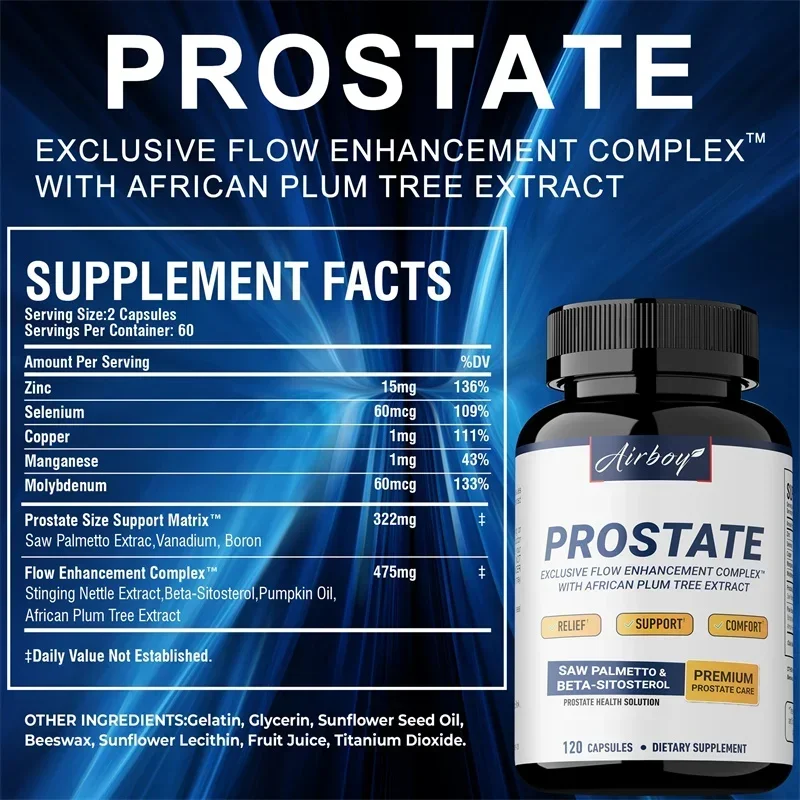 Men's Prostate Capsules - Antioxidant, Protects Prostate, Promotes Urinary Tract Health, Rich in Vitamin C, Magnesium and Zinc