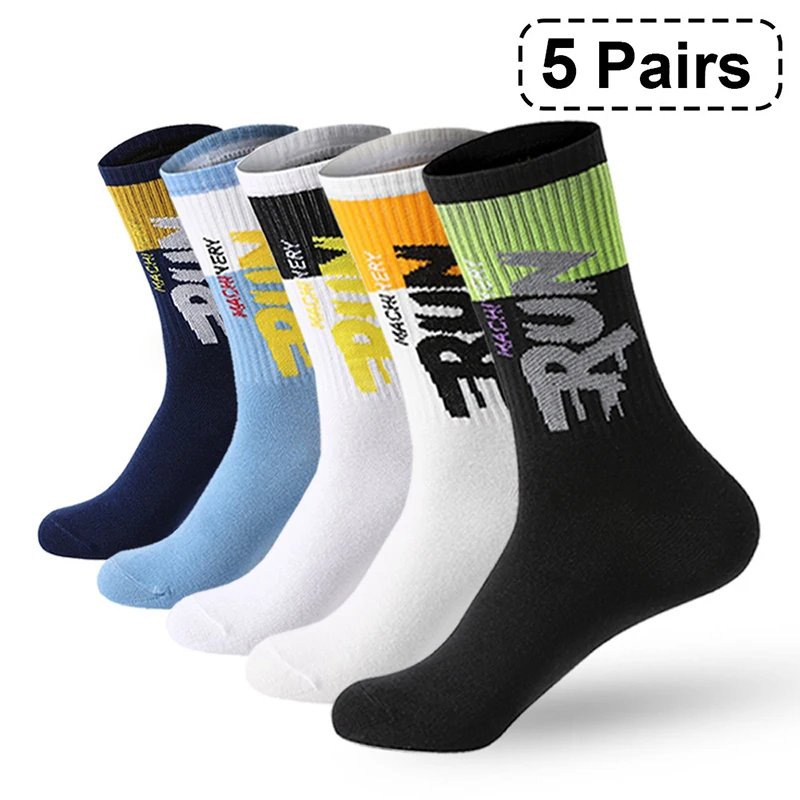 

5 Pairs Mens Sport Basketball Crew Socks Performance Outdoor Comfort Cotton Athletic Hiking Compression Sock