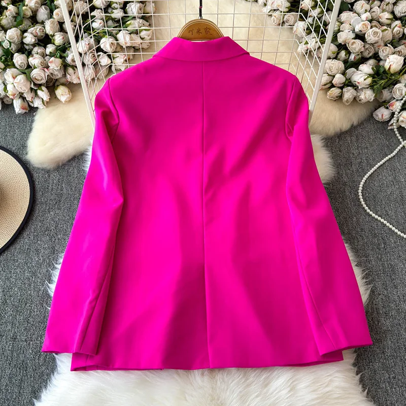 EWQ Fashion 3D Flower Spliced Blazer Women Versatile 2024 Autumn New Notched Collar Double Breasted Long Sleeve Clothing 27X1174