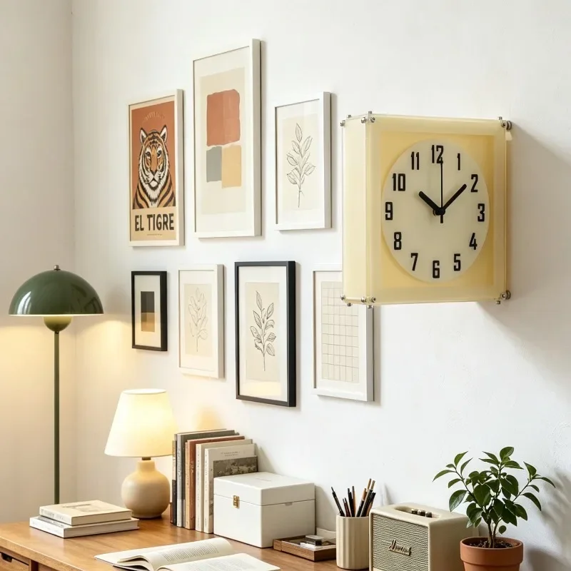 Acrylic Double-sided Wall Clock Creative Aesthetic Interior Corner Wall Clock Living Room Noiseless Art Clocks Home Decoration