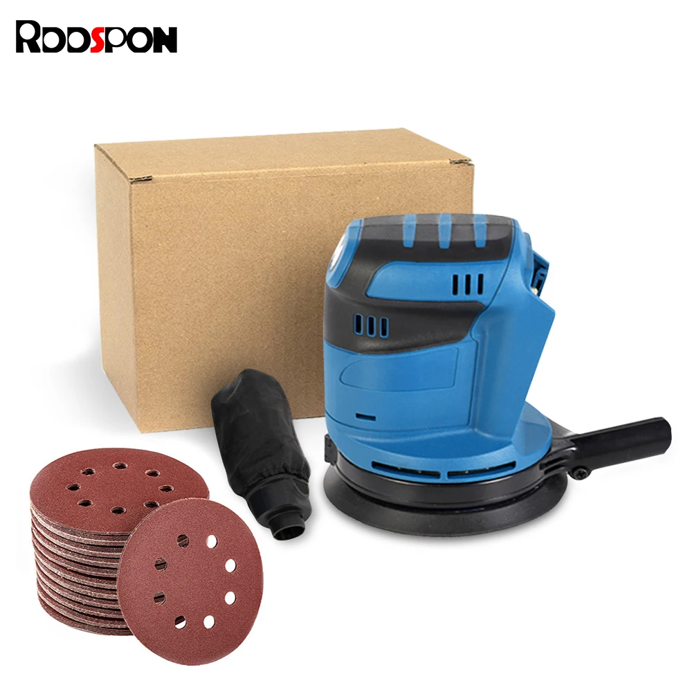 

RDDSPON Brushless Random Orbital Electric Sander 125mm ,3 Speeds Cordless Wood Polishing Machine Fit for Makita 18V Battery