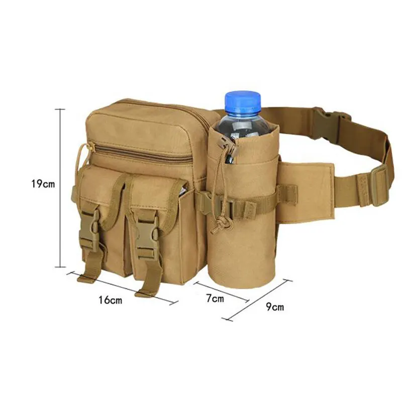 Tactical Men Waist Pack Nylon Water Bottle Phone Pouch Outdoor Sports Hiking Camping Hunting Climbing Men Shoulder Bum Belt Bag