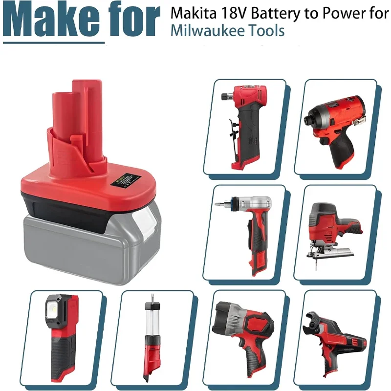 Адаптер-переходник для литиевой батареи Makita 18 В для Milwaukee, аккумулятор 12 В, аксессуары для электроинструментов BL1850B BL1860B