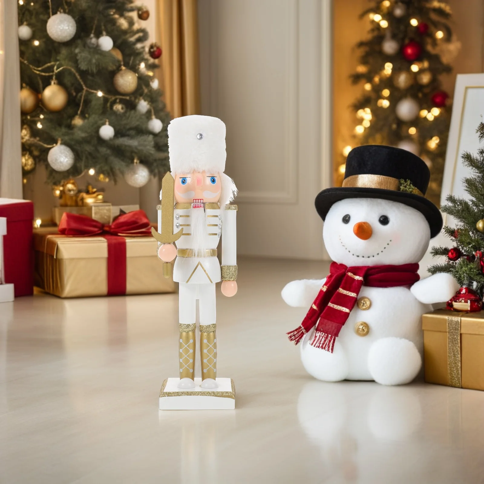 

25cm Hand Carved Nutcracker Soldier for Christmas Party Supplies and Home Decor Nutcrackers Figures Nutcracker Statue