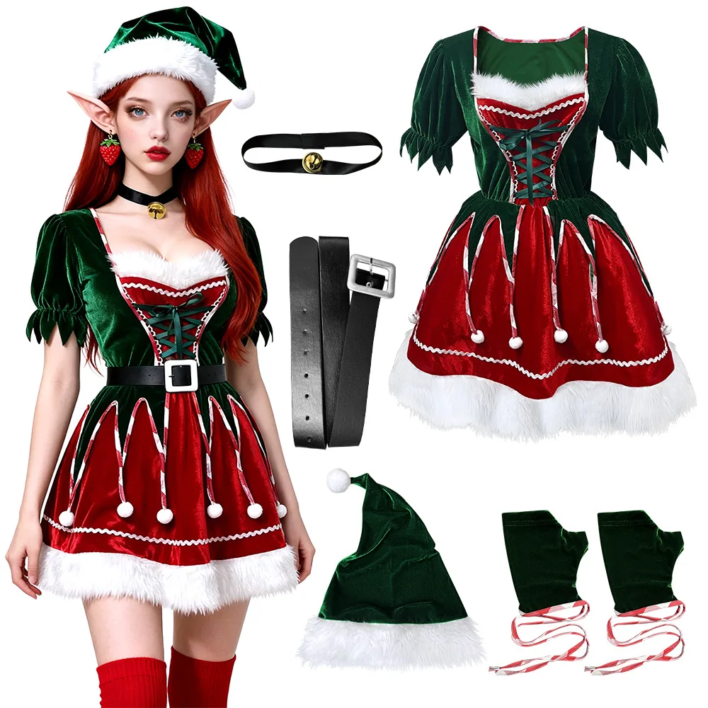 

Ladies' Christmas Tree Green Costume - Cosplay Outfit for Xmas Couples Party, Stage Performance, Holiday Festive Attire