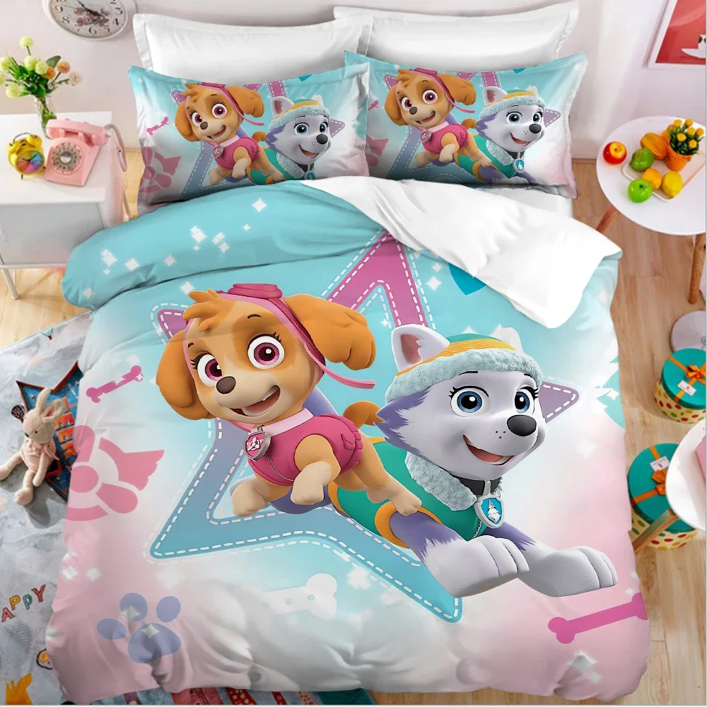 PAW Patrols Children Bedding Cover Set Skye Girls Cartoon Cute Pillow Case Bed Sack Anime Printed Home Textile Decor Accessories