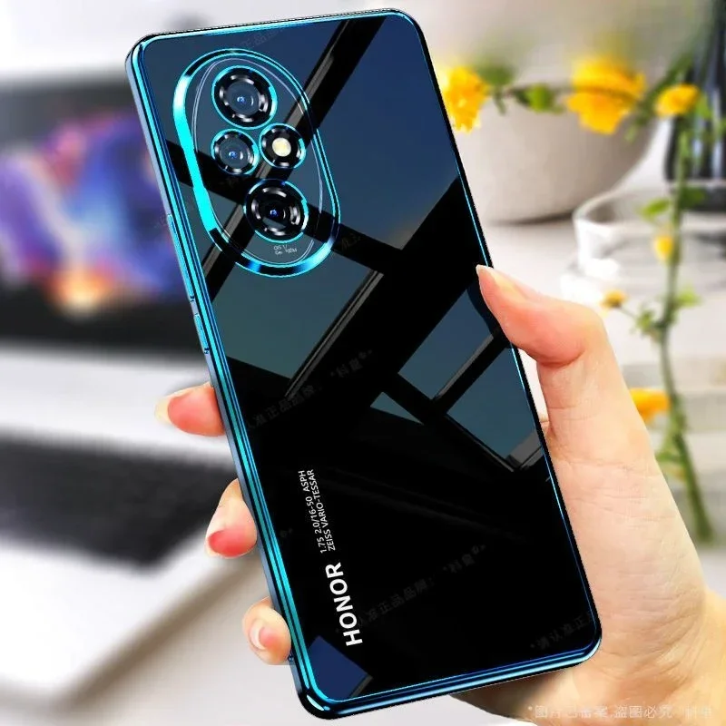 Para huawei honor 200 pro galvanoplastia caso de telefone para honor200 200pro lente com tudo incluído silicone macio escudo capa