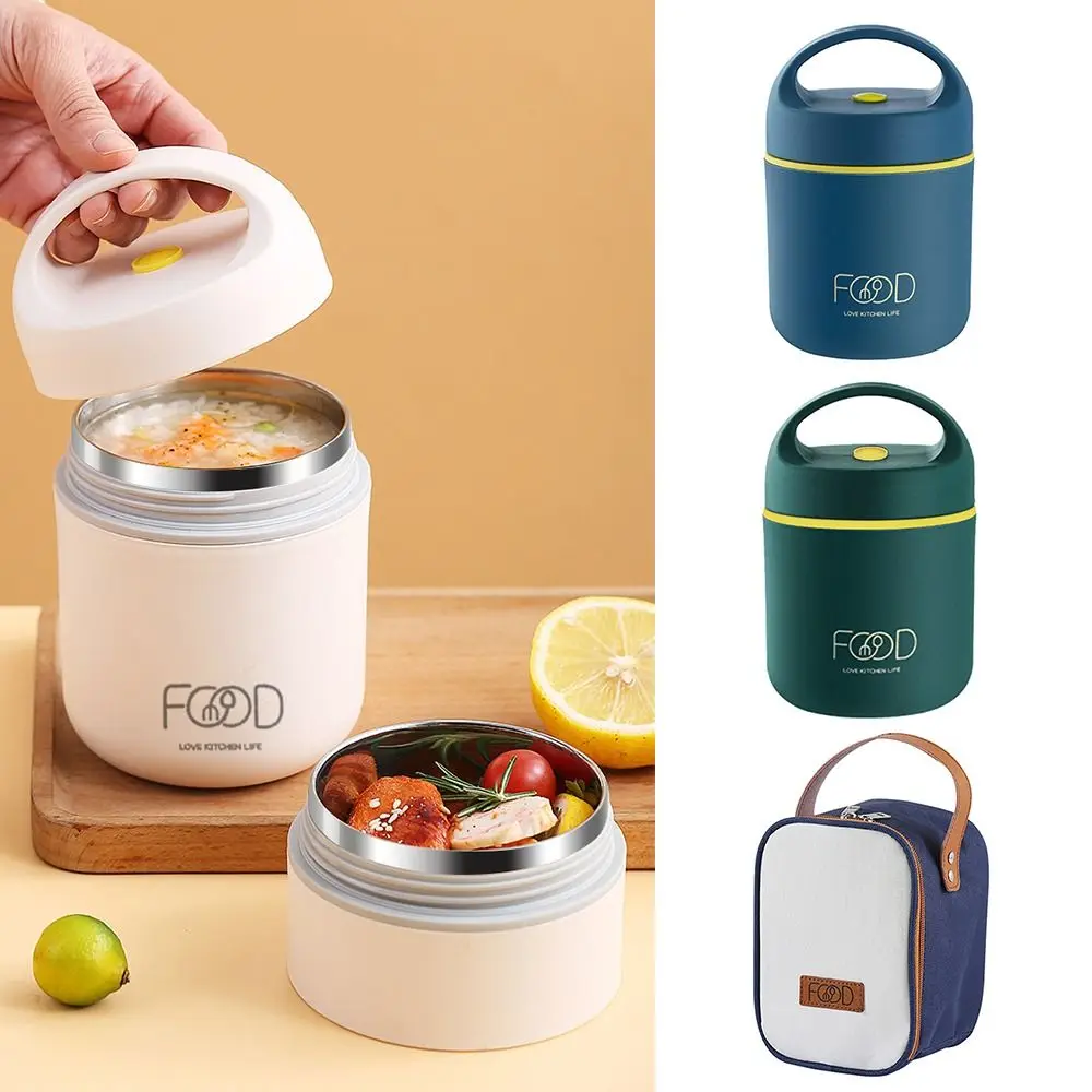 304 Stainless Steel Vacuum Thermal Lunch Box Food Warmer Soup Cup Thermos Containers Bento Box Insulated Lunch Bag for Students