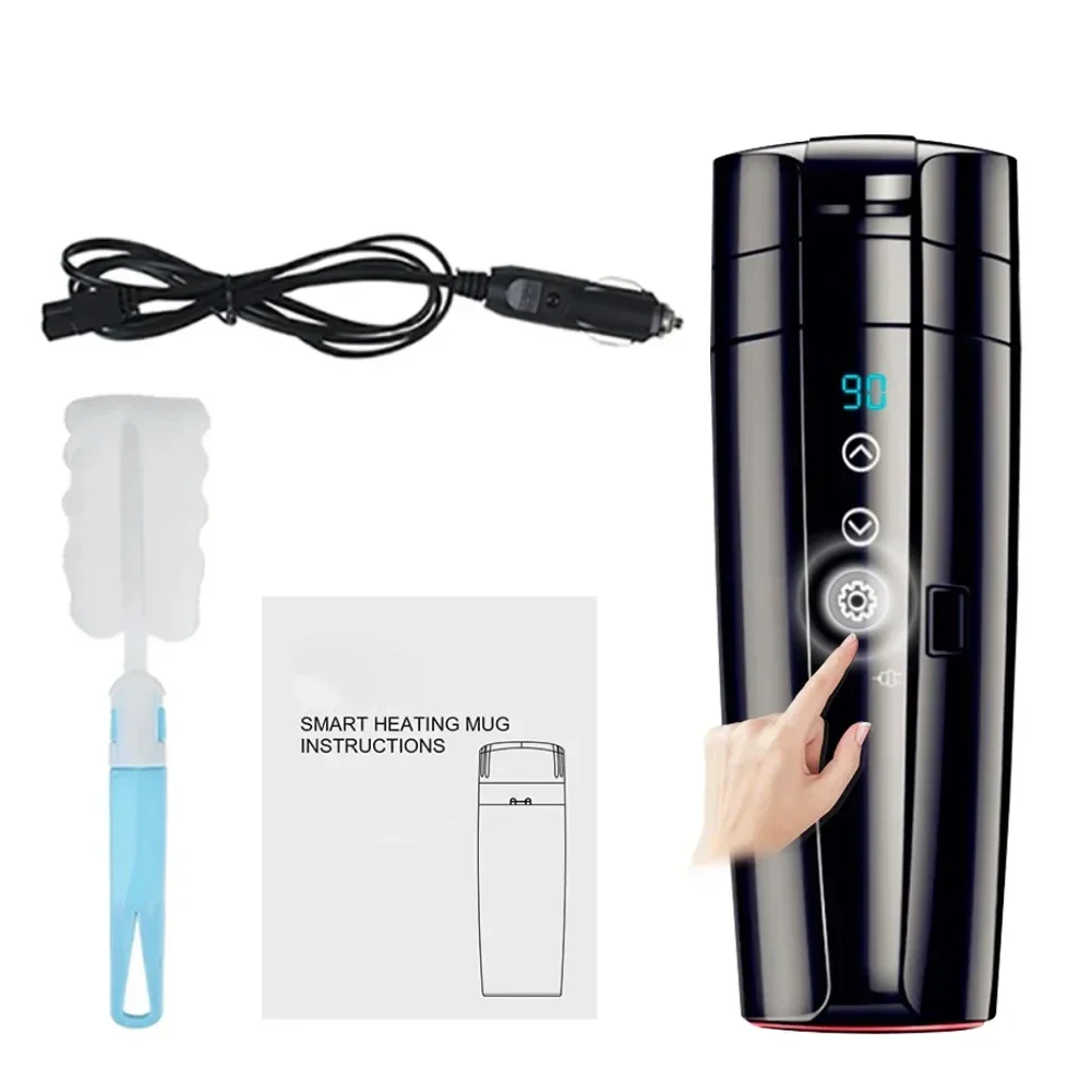 

12V Car Heating Cup Electric Kettle Stainless Steel 400ml For Smart Temperature Control 20-95 Degrees Celsius