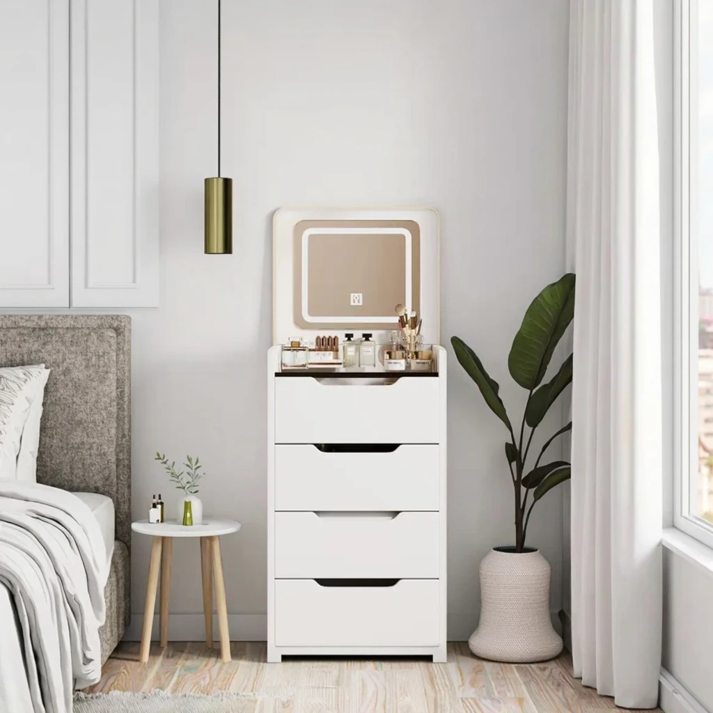 

Wholesale Modern Bedroom Furniture White Makeup with Mirror Dresser