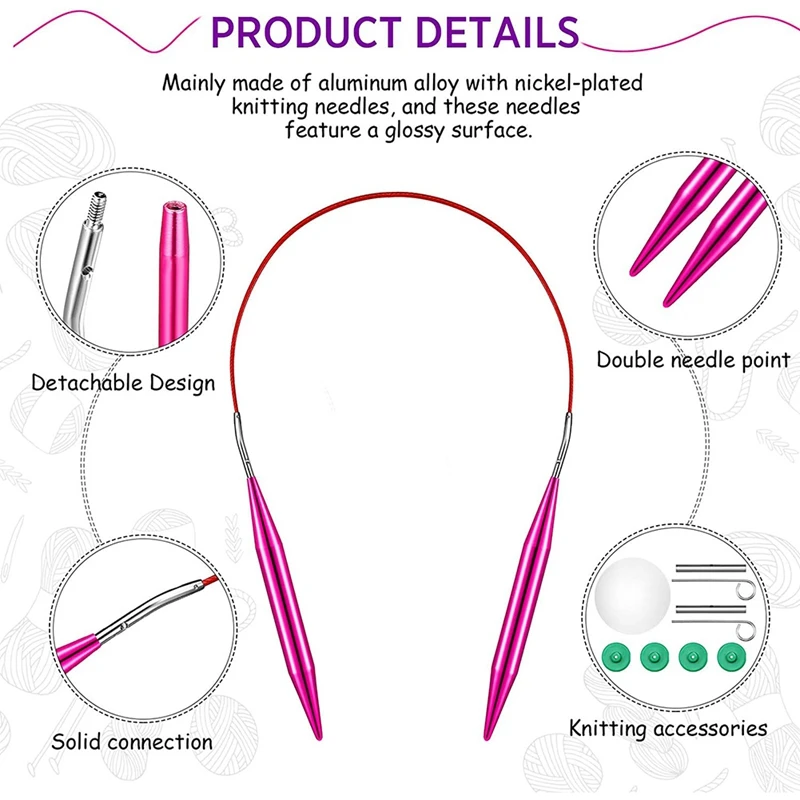 Imagem -02 - Alumínio Intercambiáveis Conjunto Circular da Agulha de Tricô 13 Agulhas Permutáveis do Crochê do Tamanho para Fazer Malha 26 Peças de