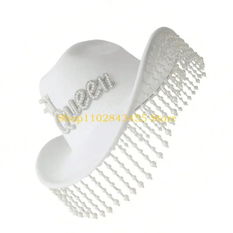 

49MC Отпускная ковбойская шляпа с блестящими кистями и жемчугом для клубных карнавалов